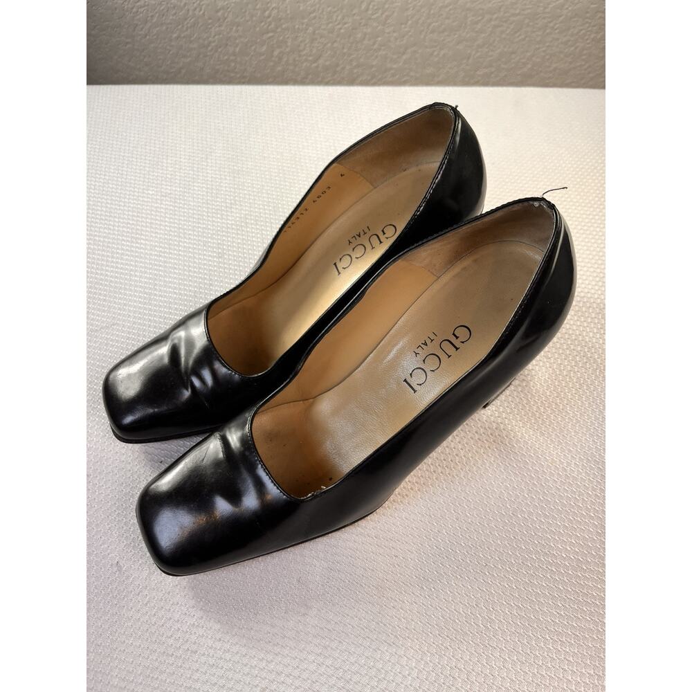Gucci Size 4 Women's Square Toe Leather Pumps in Black - Picture 7 of 11